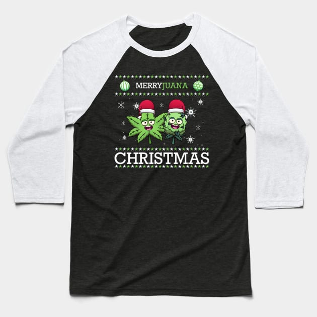 Merryjuana Christmas Baseball T-Shirt by TheMaskedTooner